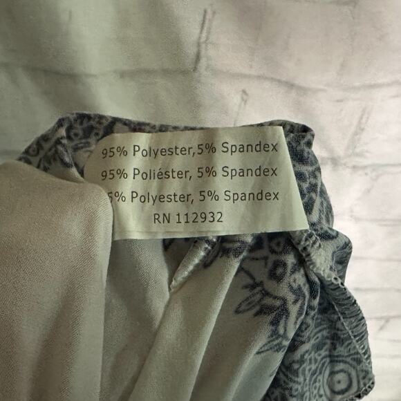 Christina Love White Dress with Blue Pattern and Sequins, Large, Pre-owned - Picture 7 of 8